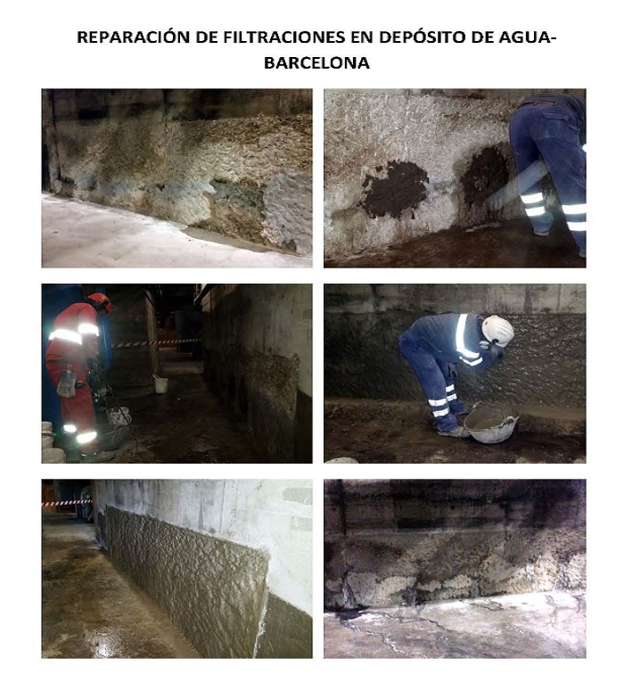 Reparación de filtración de agua en depósito de agua en Cartagena y Murcia
